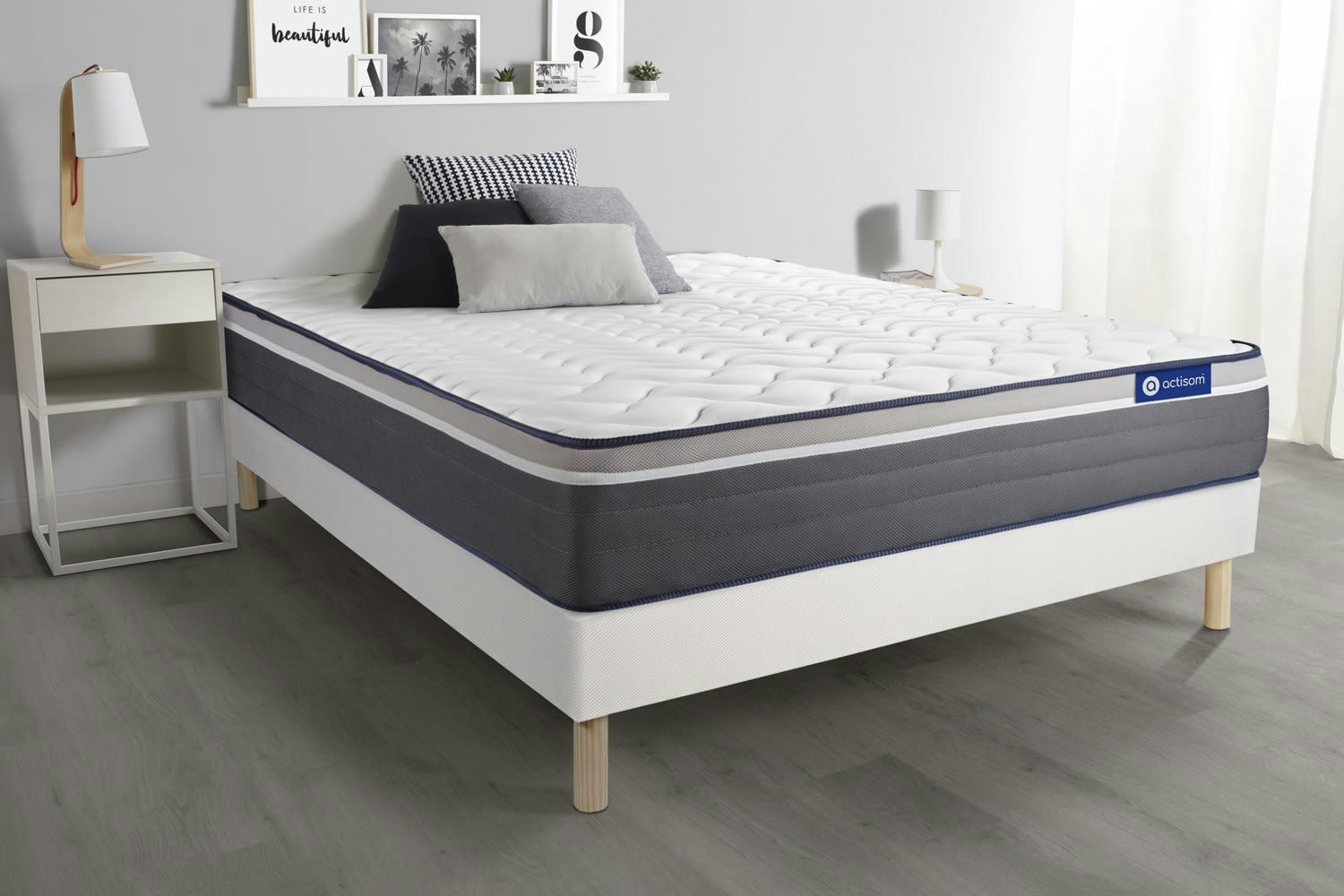 ACTILATEX PLUS - Ensemble 180x200 cm sommier kit blanc