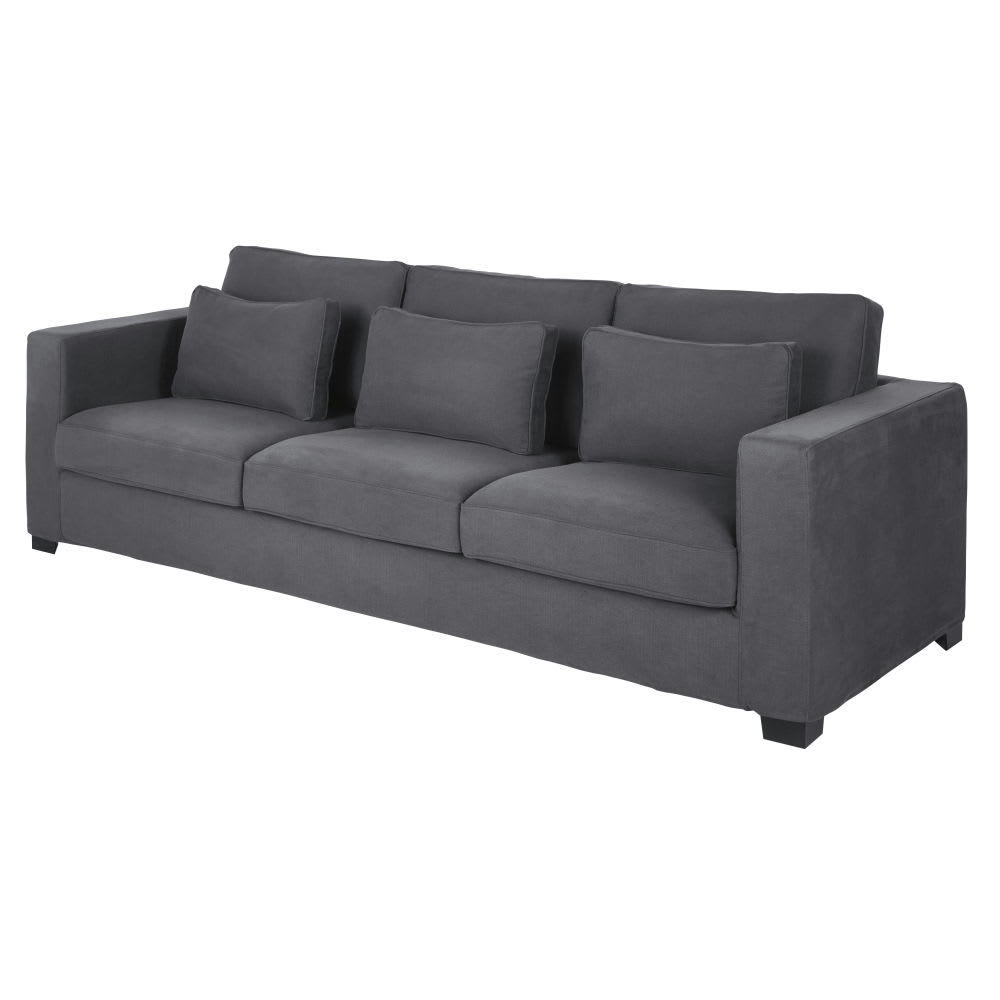 Milano - Canapé 3/4 places en coton et lin gris ardoise