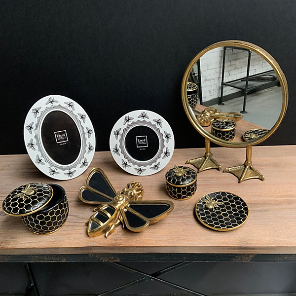 Décoration murale miroir abeille doré satiné Emde