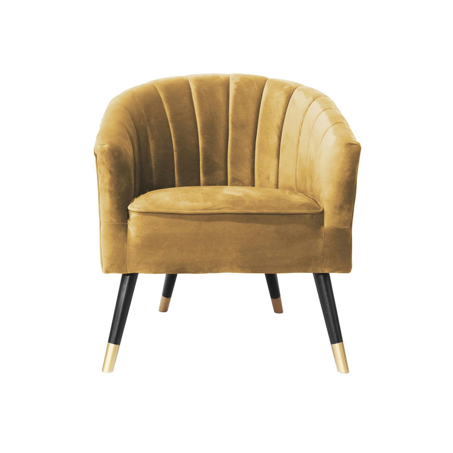 ROYAL - Fauteuil effet velours jaune
