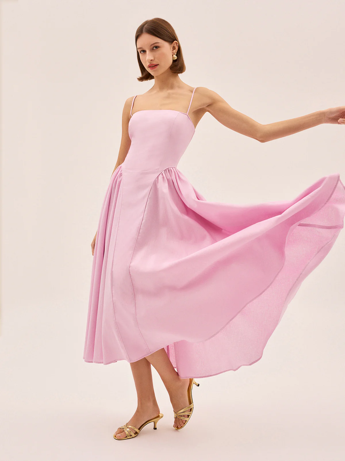 Alberta Pink Cotton Linen Dress