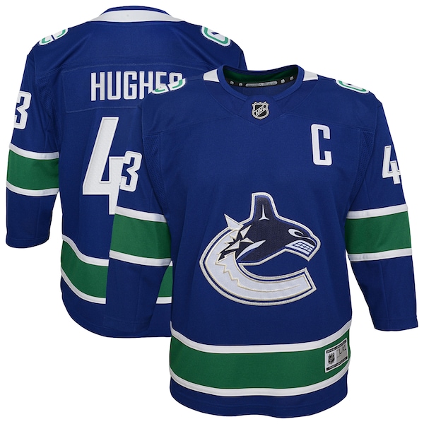 Quinn Hughes Vancouver Canucks Youth Home Premier Player Jersey - Blue