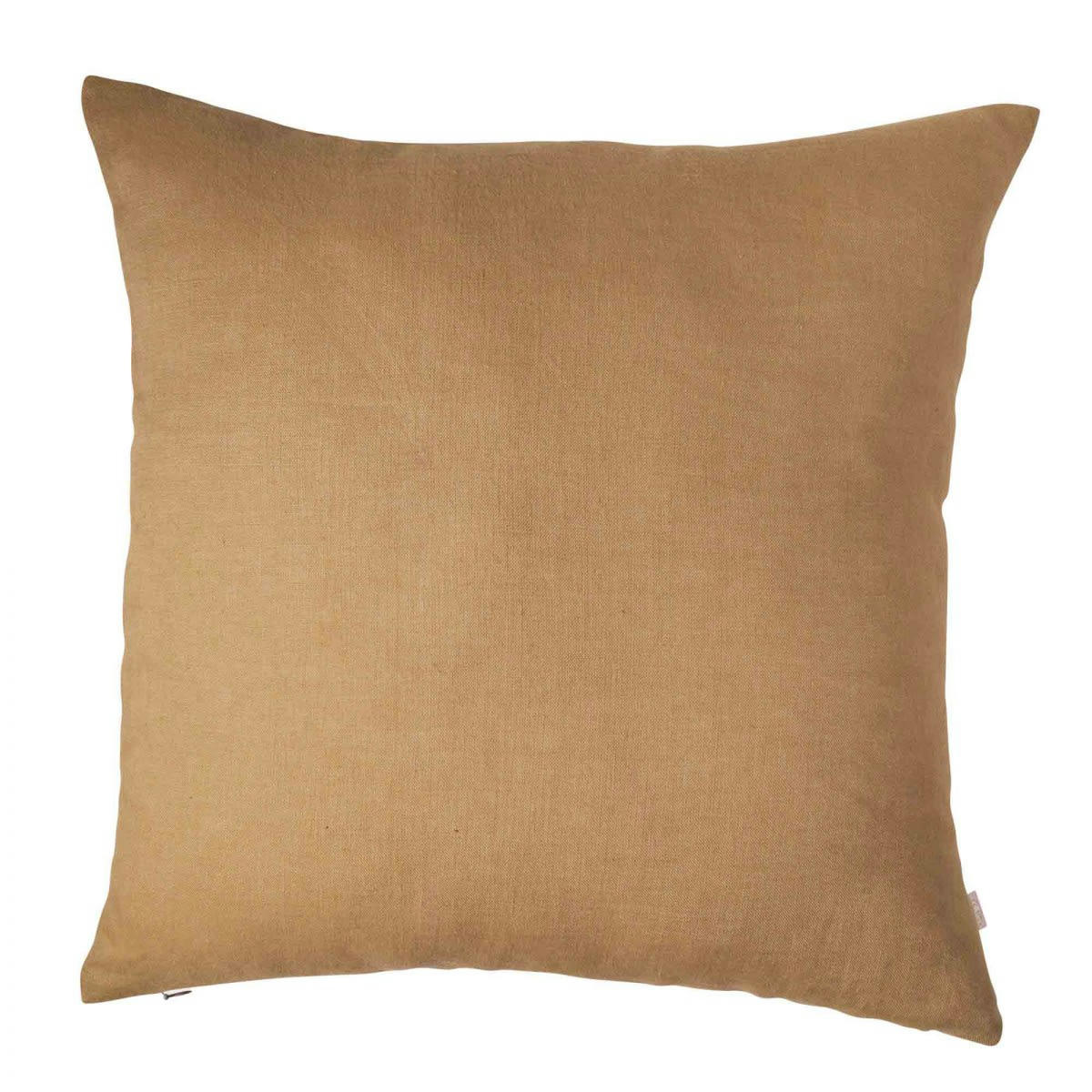 LES ESSENTIELS - Coussin en lin lavé marron camel 45x45