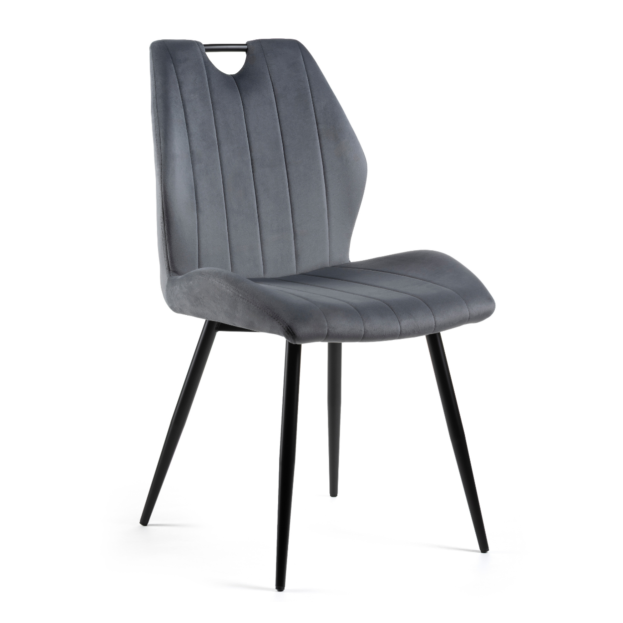 Krzesło do jadalni Ariane szare velvet metalowe nogi czarne 91 cm