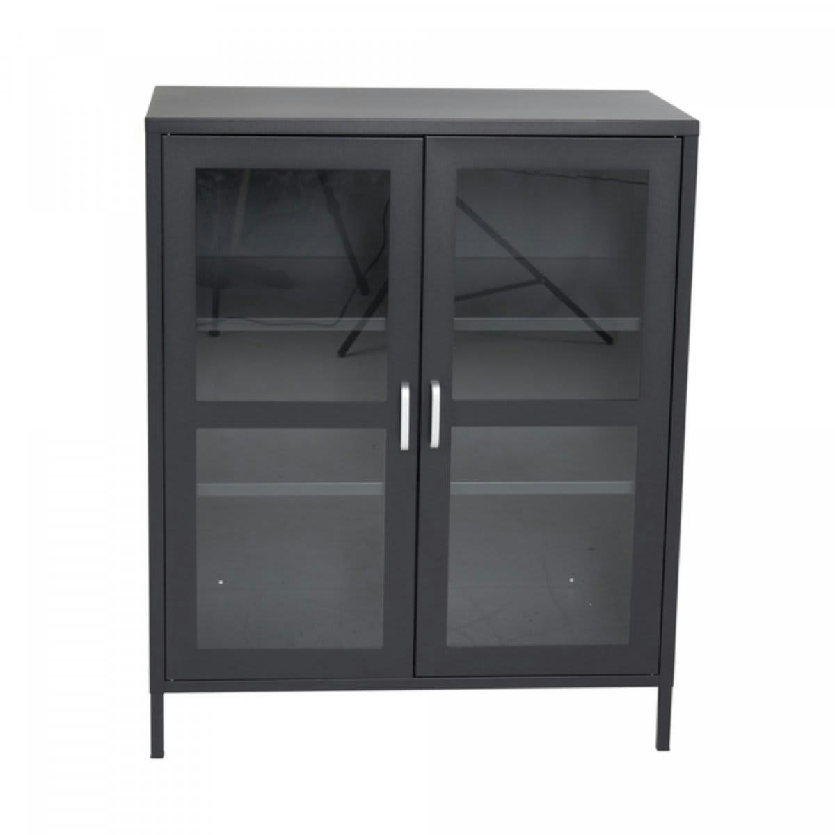 ALTEA - Buffet moderne avec portes vitrées en métal noir