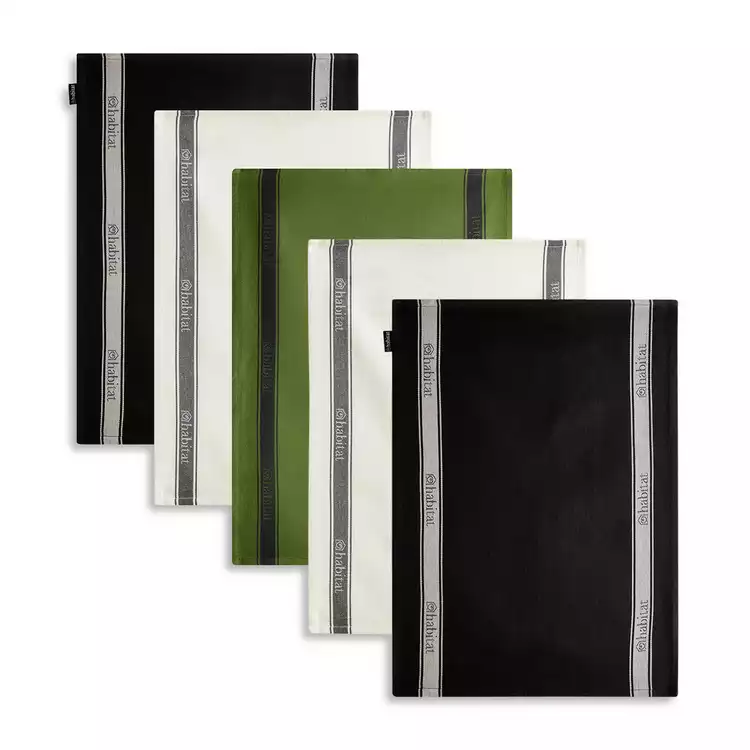 Habitat Industrial Pack of 5 Tea Towels