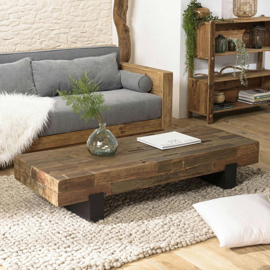 LEONCE - Table basse poutres bois massif