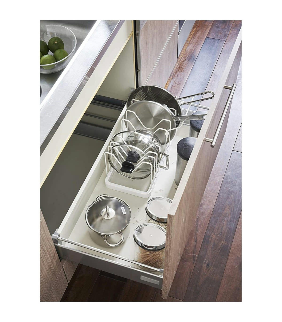 - Rangement extensible pour couvercles et poêles - Blanc