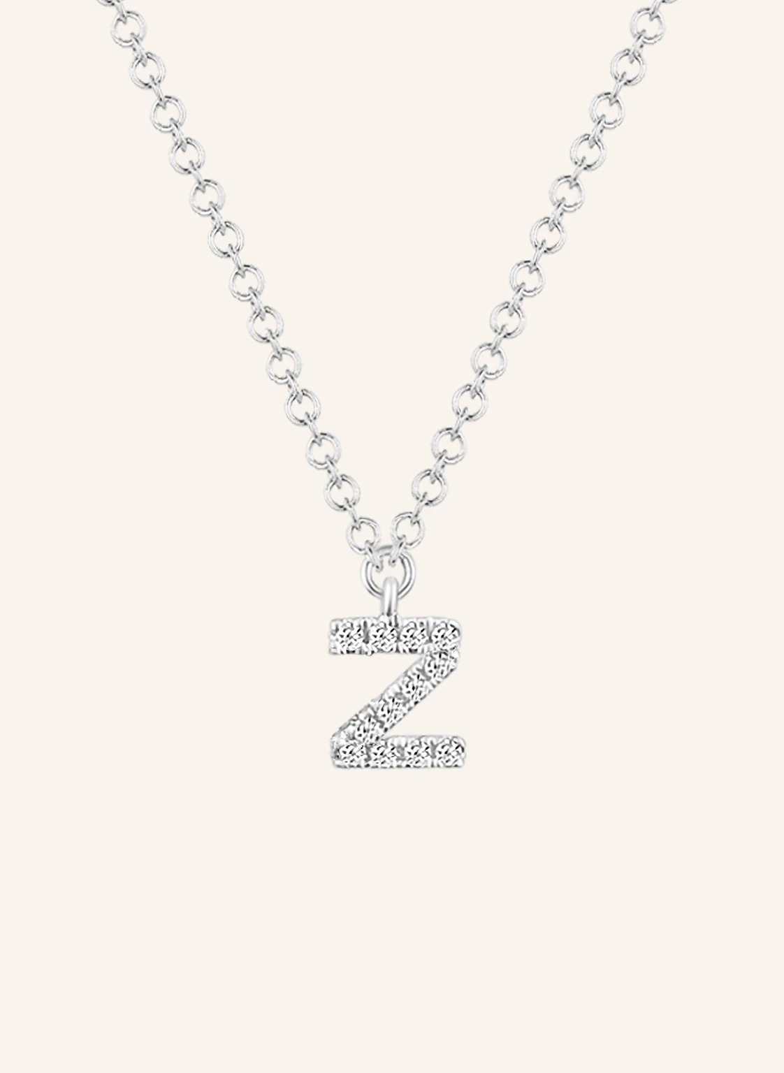 Leaf INITIALIEN Halskette „Z“ aus 14 Karat Weißgold mit Diamanten