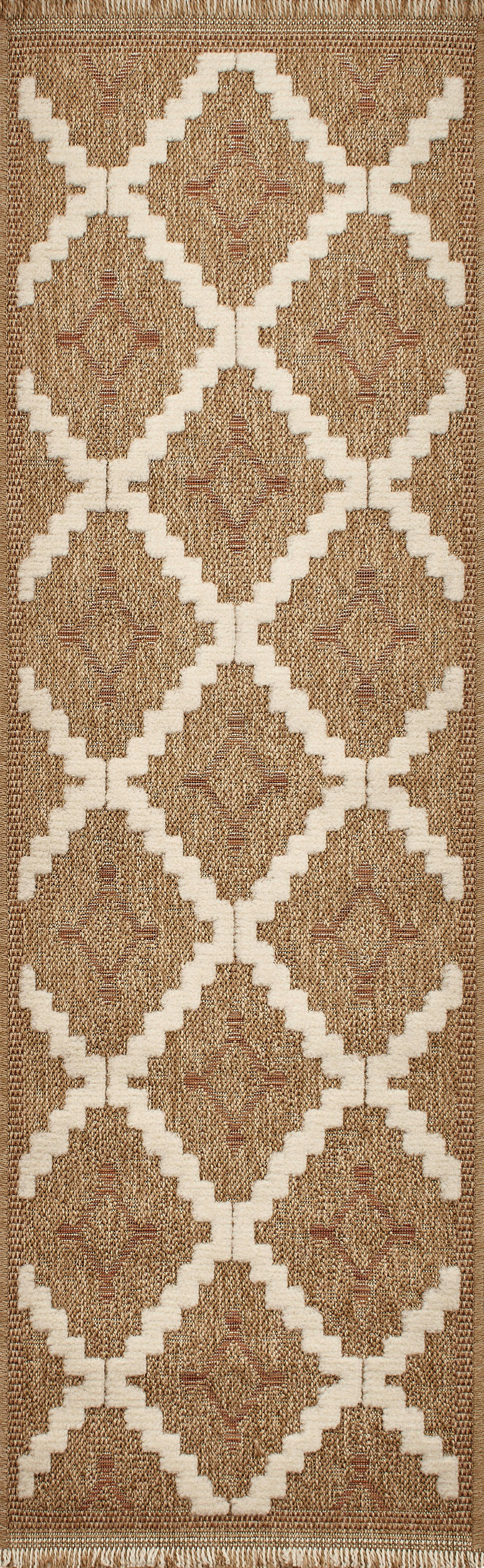 TULUM - Tapis intérieur et extérieur aspect jute géométrique terra-60x180