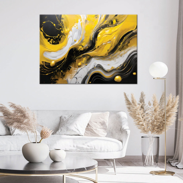 Feeby Obraz na płótnie, Żółto Czarna Abstrakcja Tekstura Loft 60x40