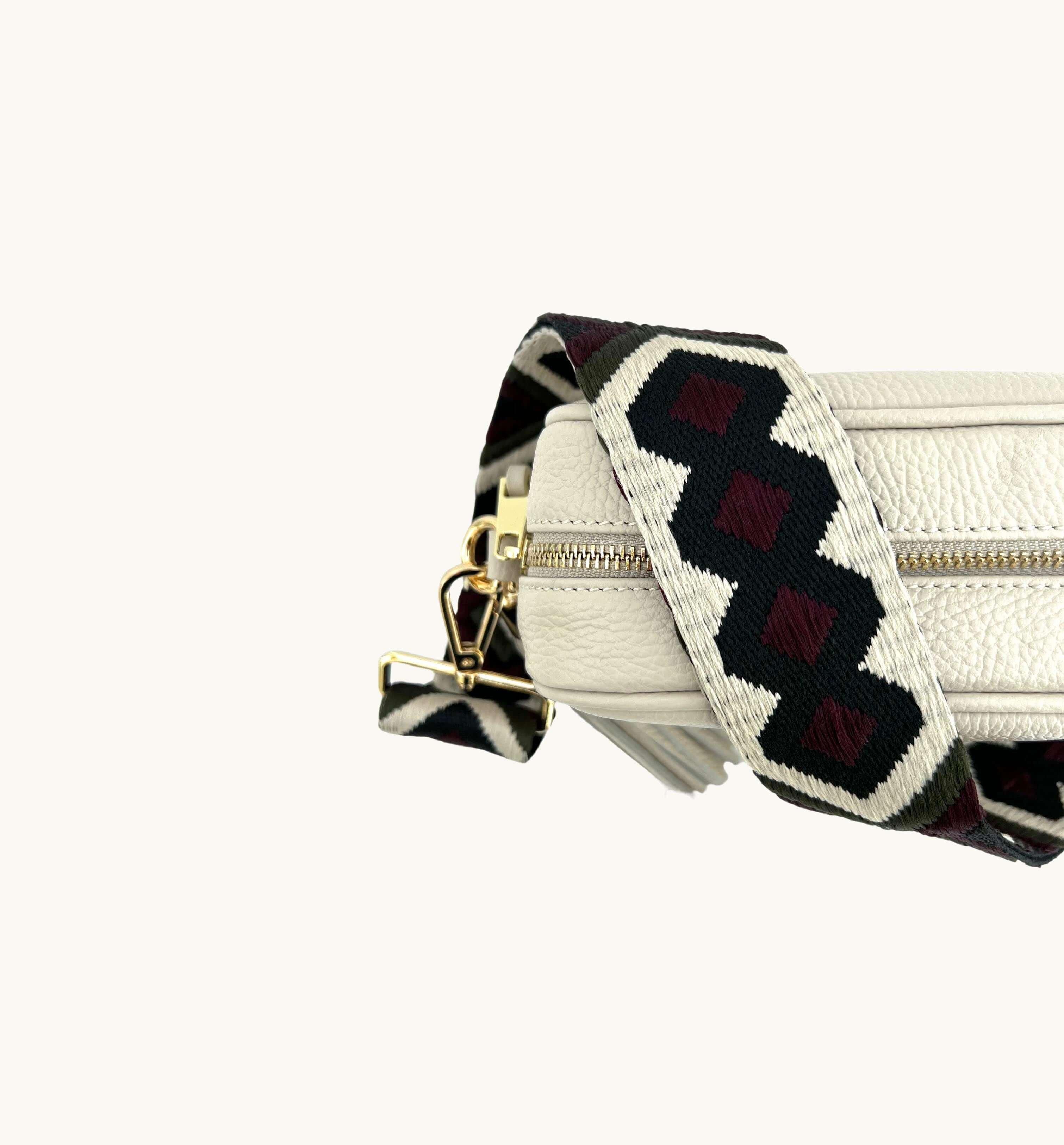 Apatchy London Stone Leather Crossbody Bag With Port & Olive Diamond Strap