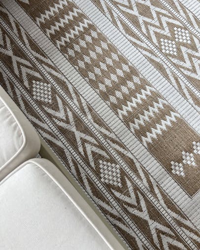 Sitaah Brown and Ivory Tribal Flatweave Indoor Outdoor Rug