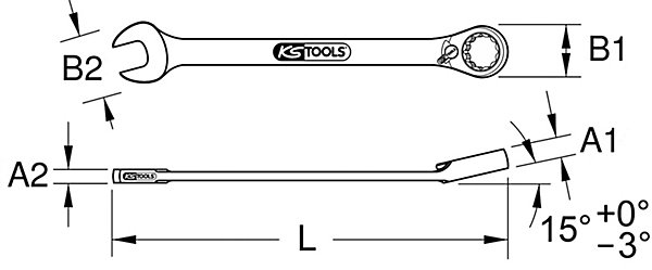 KS Tools - 503.4619 - Clé mixte à cliquet réversible GEARplus, 19 mm