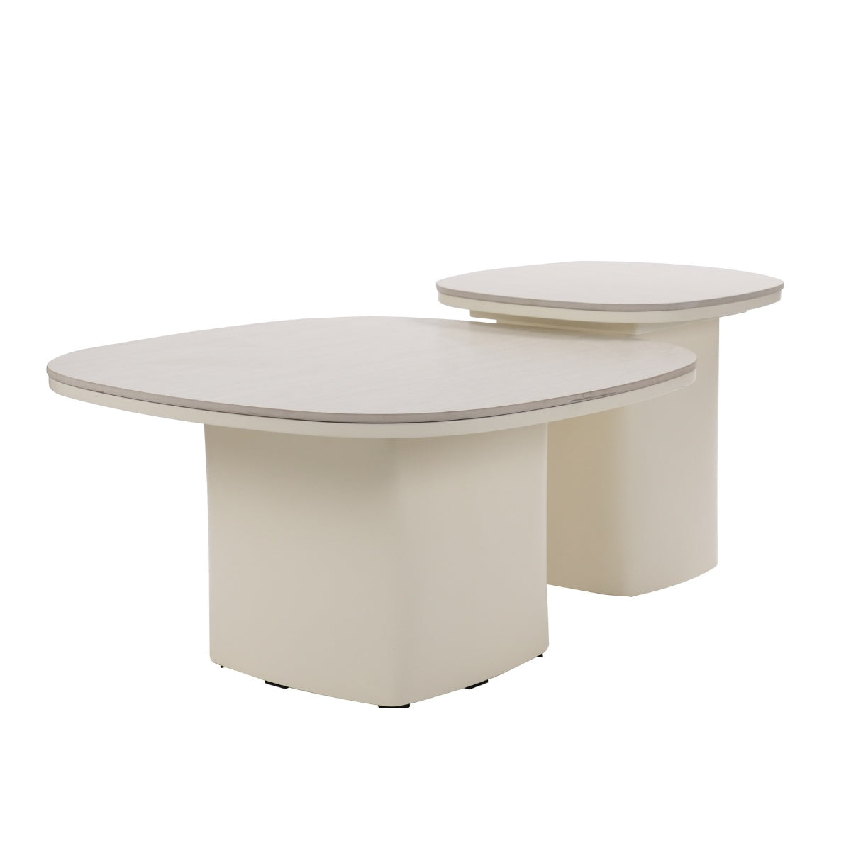 Giga Meubel Salontafel Miles - Organisch Beige Travertinlook Hout - Set Van 2