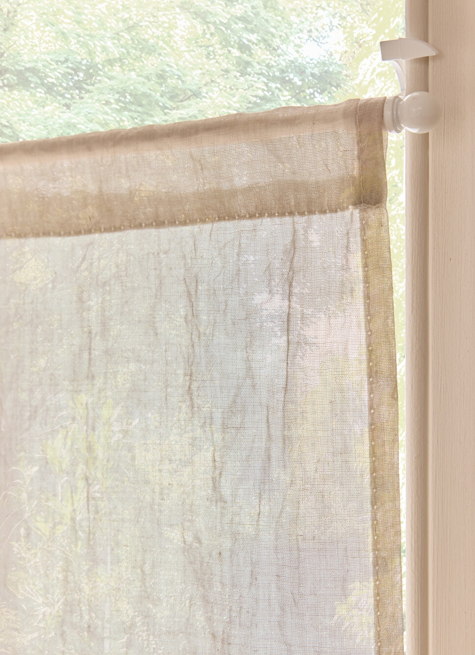 VITRAGE UNI PASSE TRINGLE RUCHER BEIGE