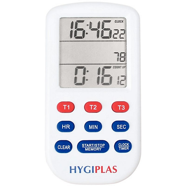 Minuteur triple affichage professionnel 90 x 70 mm - Hygiplas