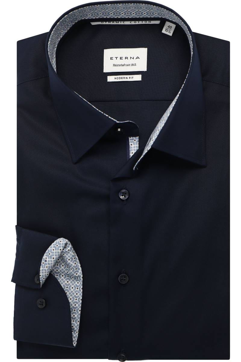 ETERNA Dynamic Cotton Modern Fit Hemd marine, Einfarbig