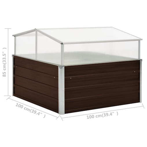 NNEVL Greenhouse Brown 100x100x85 cm Galvanised Steel