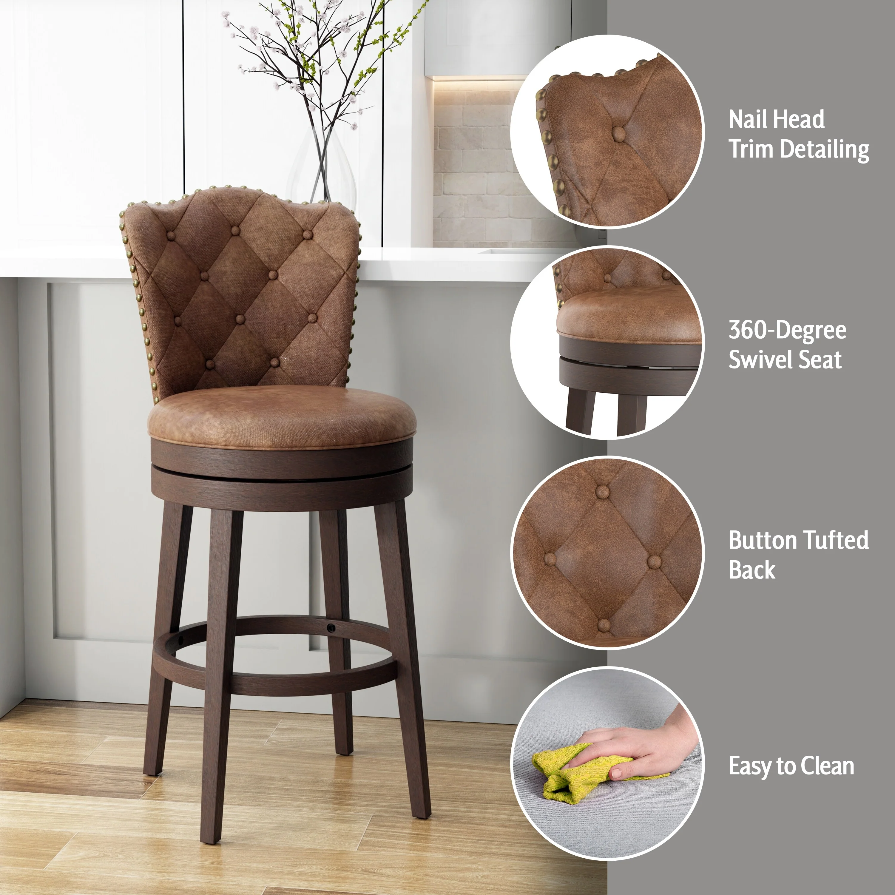 Hillsdale Edenwood Wood Swivel Stool