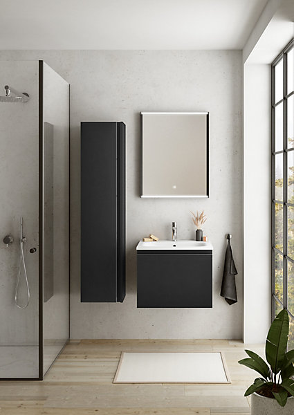 Colonne salle de bains noir mat l.35 x H.150 x P.30 cm, Pura