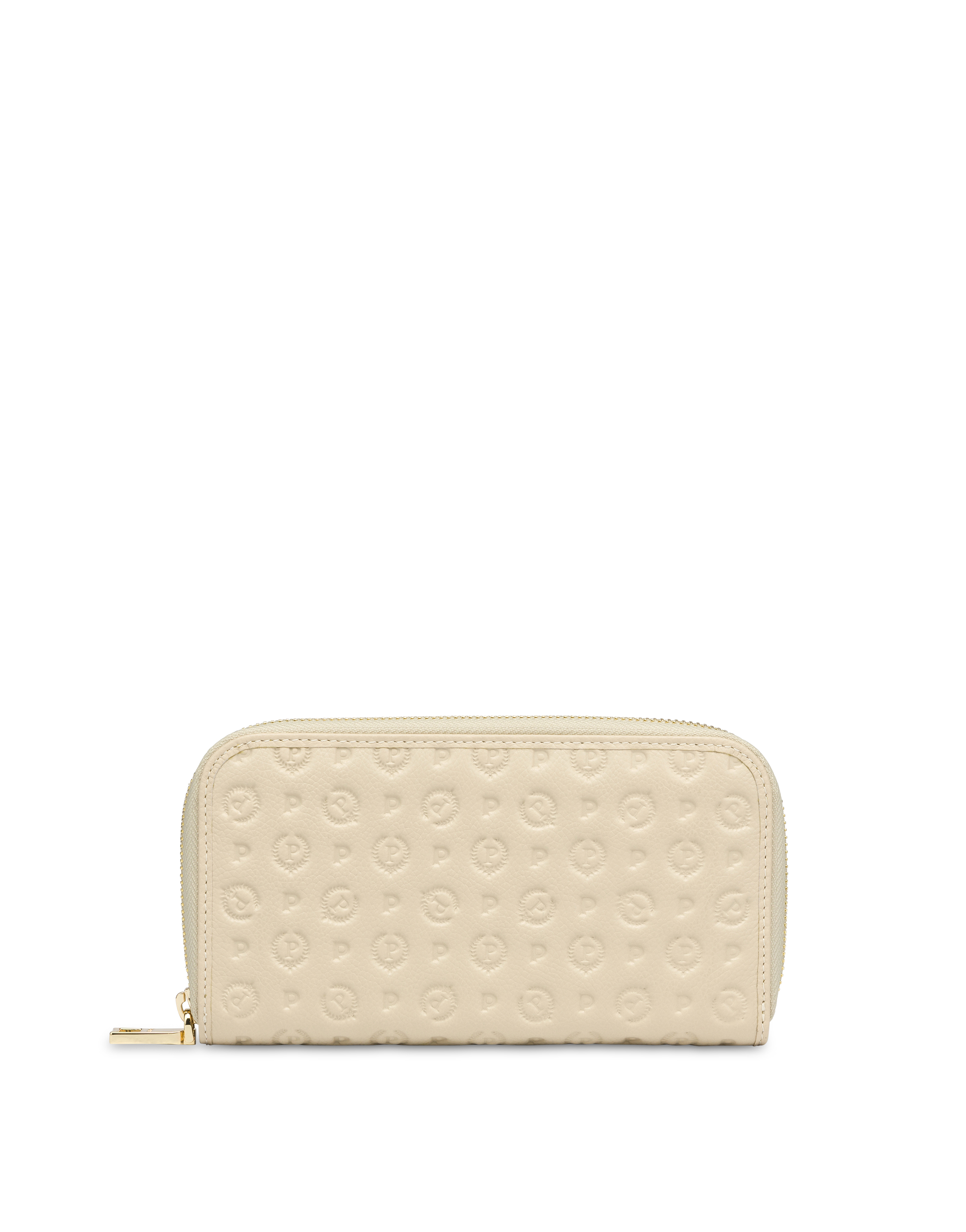 Portafoglio Zip Around Heritage Logo Embossed Avorio