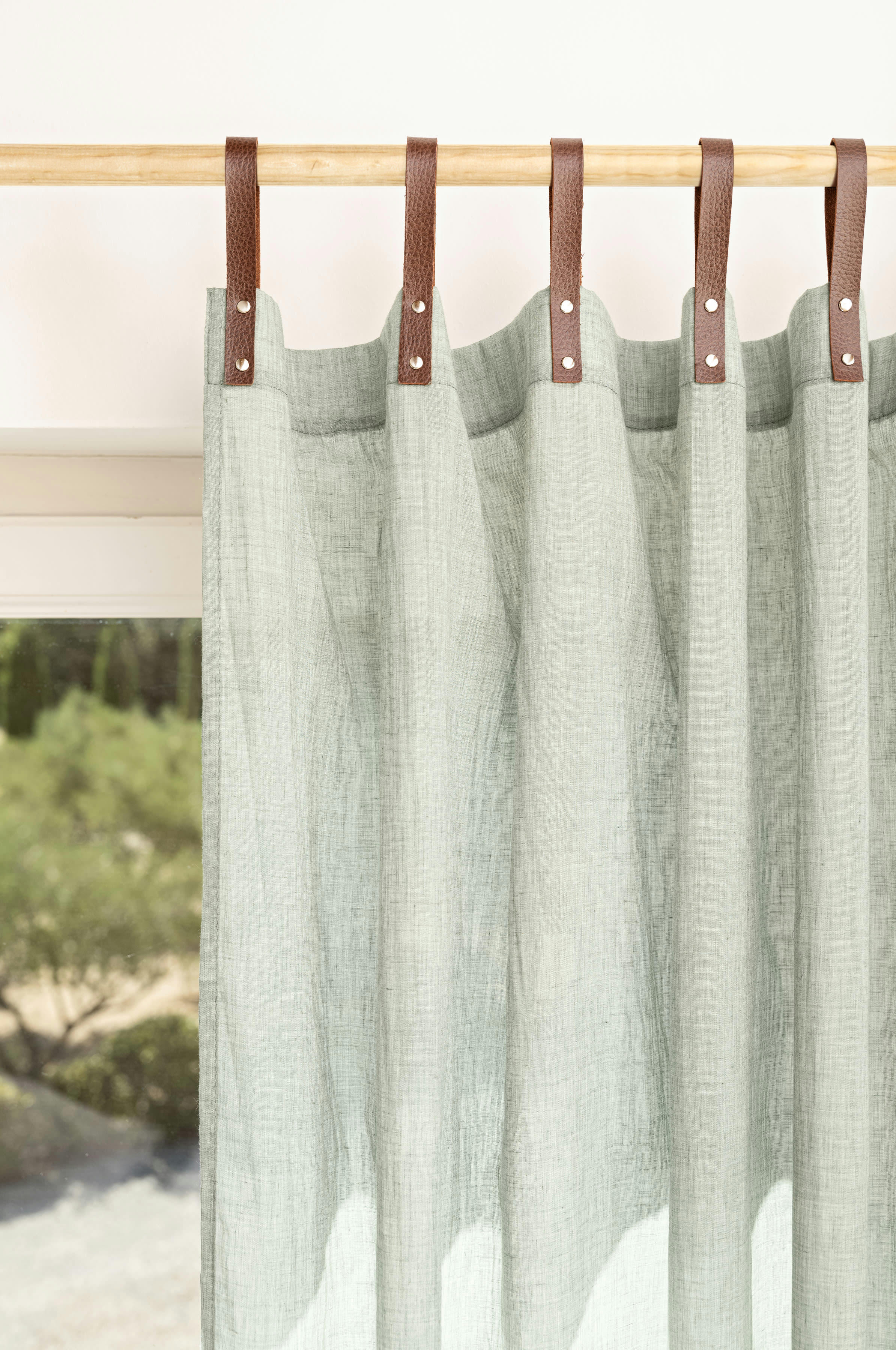 EVI - Panneau voilage finition pattes aspect cuir vert jade 245 x 135