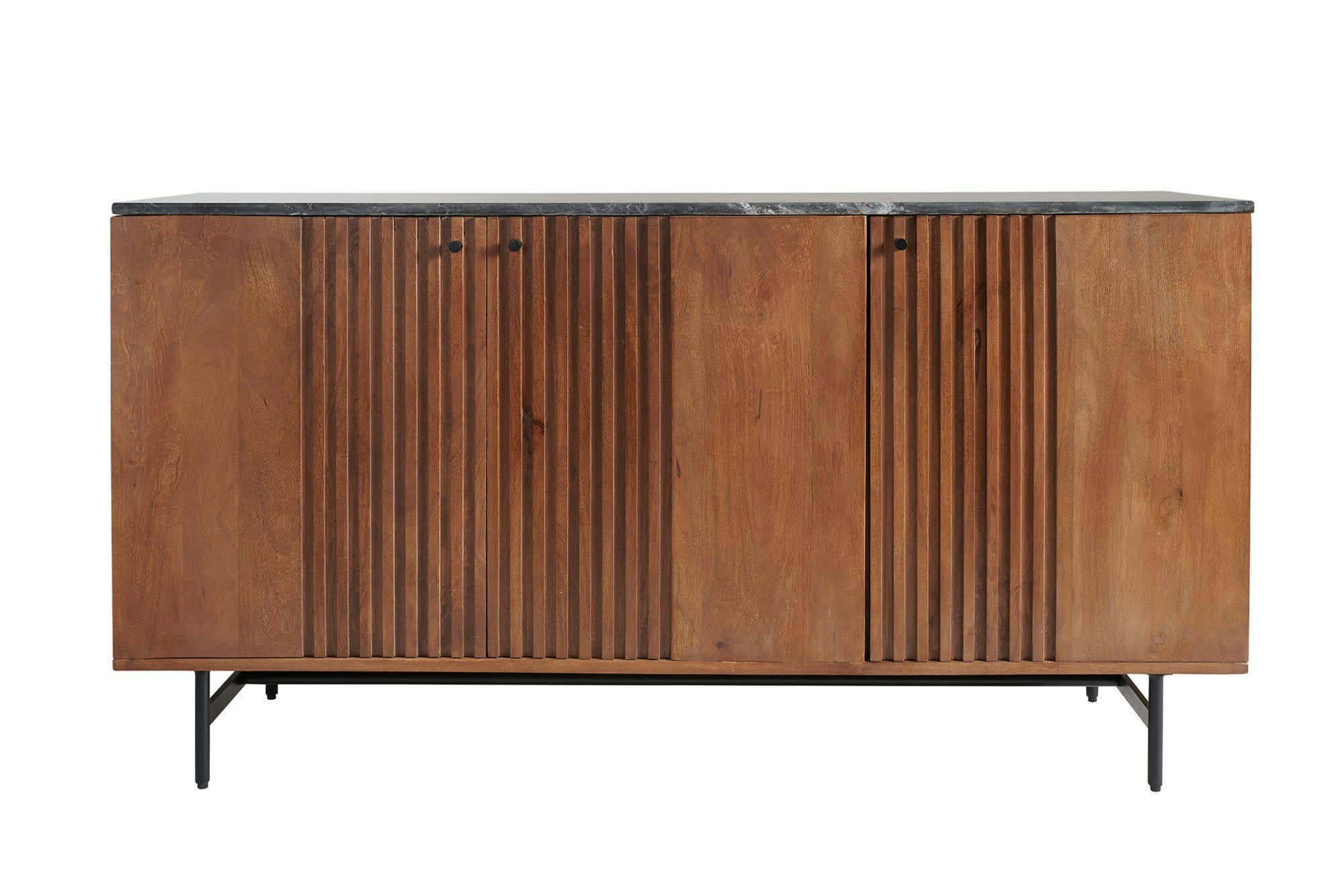 MAQUITA - Buffet 3 portes en manguier et son plateau marbre