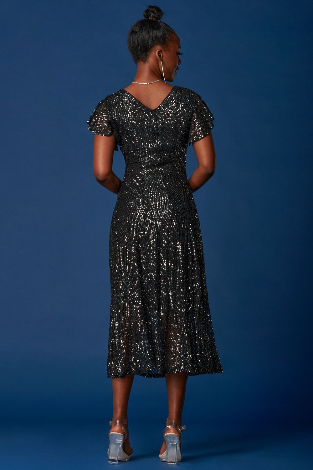 Jolie Moi Sequin Fit & Flare Maxi Dress