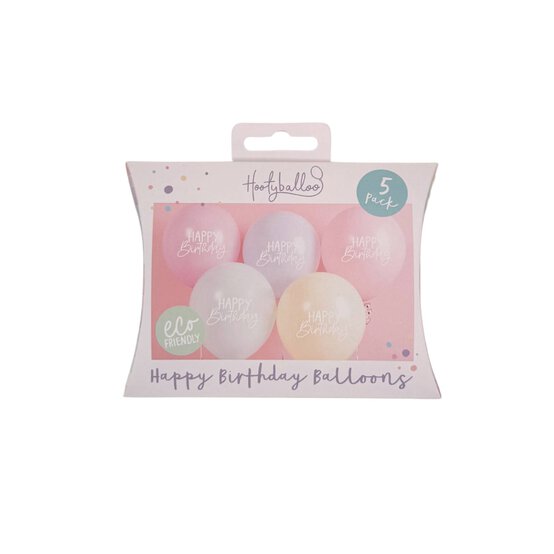 Pastel Happy Birthday Balloons 5 Pack