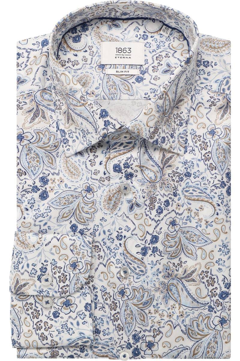 ETERNA 1863 Slim Fit Hemd blau, Bedruckt