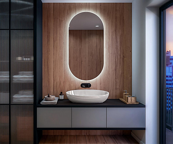 Miroir avec LED Illumination Salle de Bain (60x80cm) LED Lumineux Miroir avec éclairage (TST106) Blanc Froid 7000K