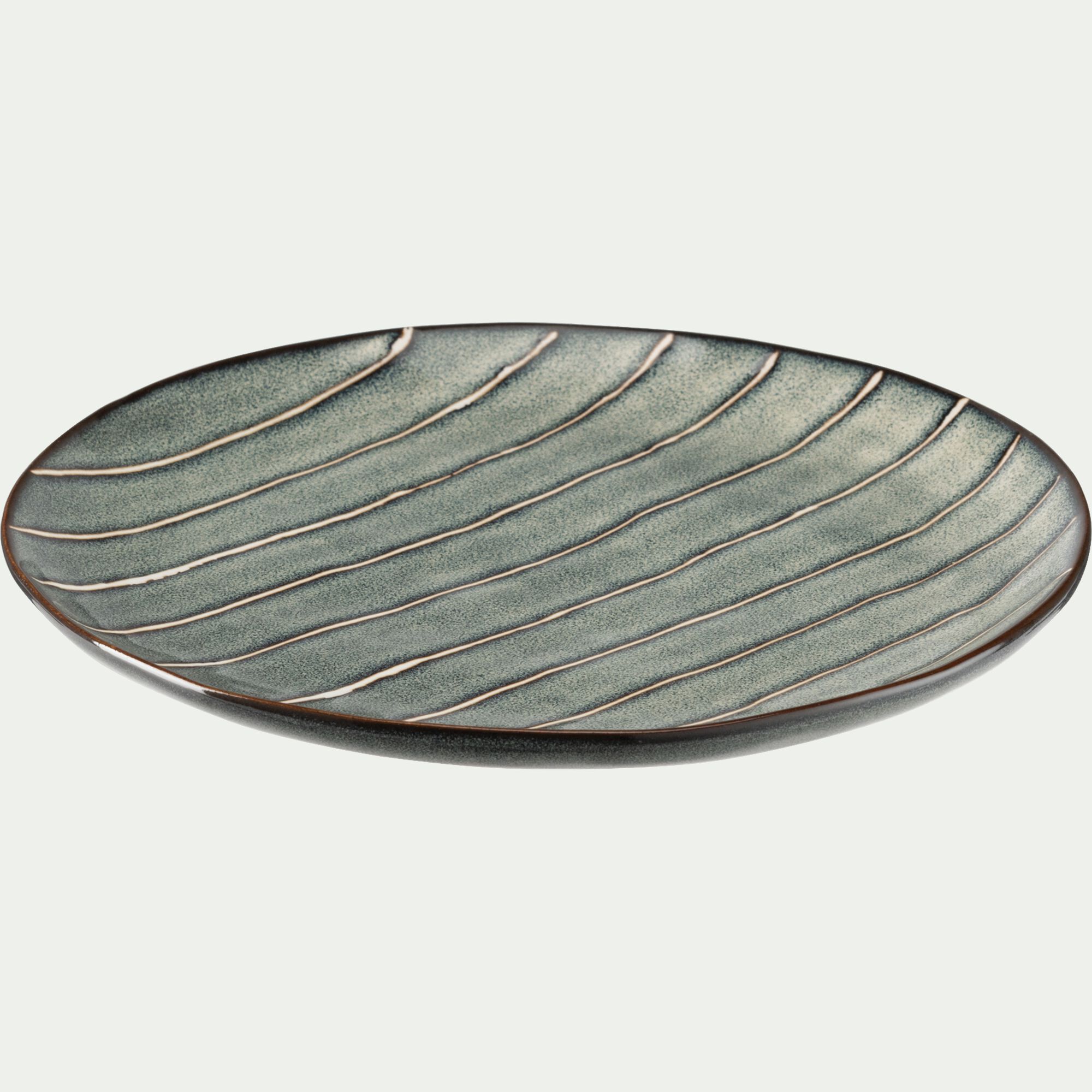 XYLANE - Assiette à dessert en grès D20,5cm - vert