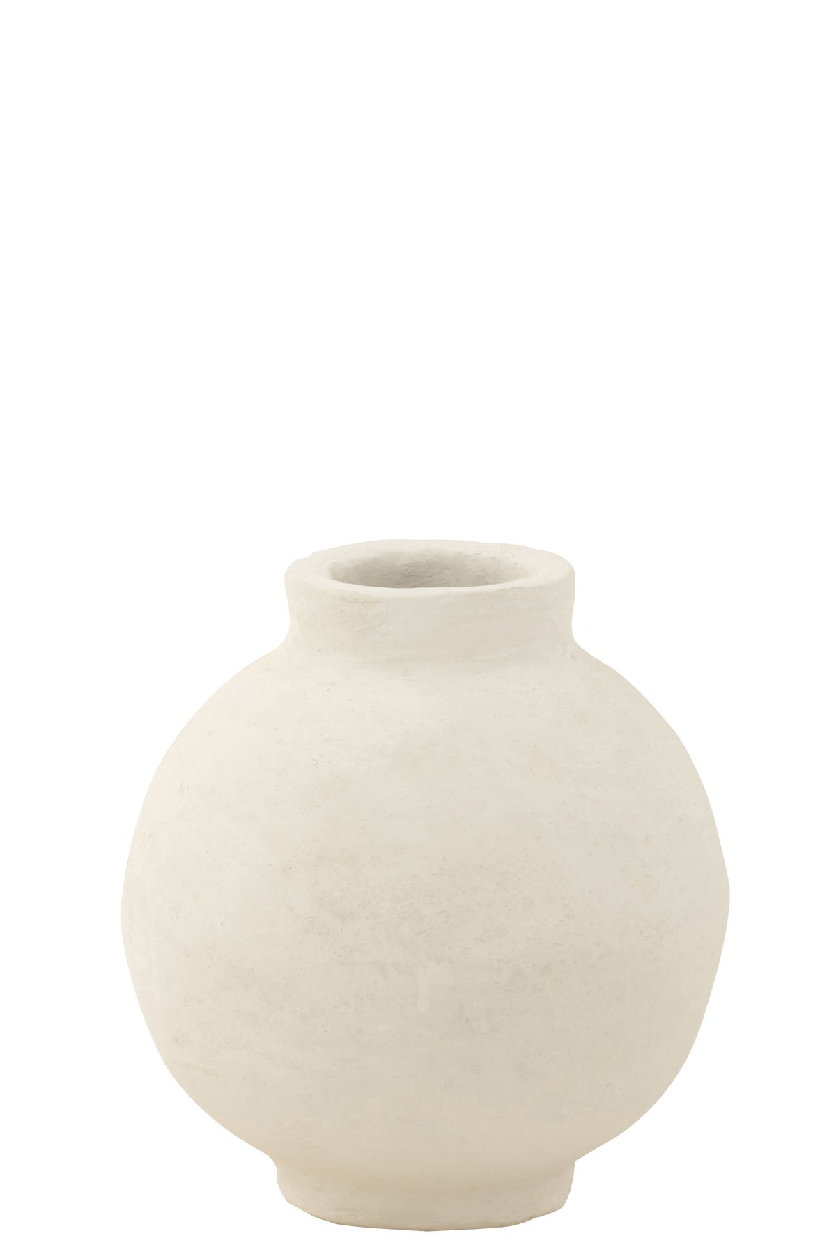 J-Line bloempot Glad Sphere - papier maché - wit - Ø 30 cm