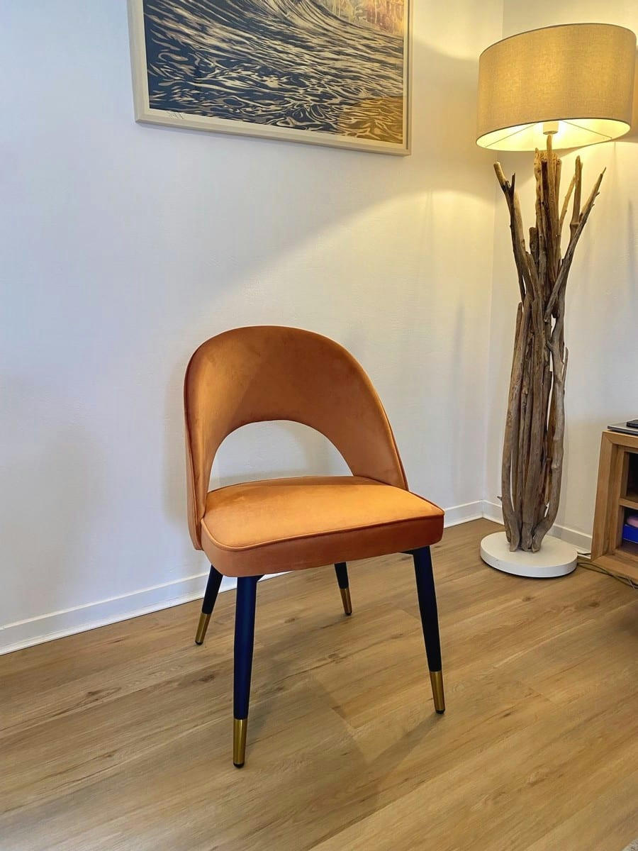 ARDEC - Chaise de salle a manger en velours orange