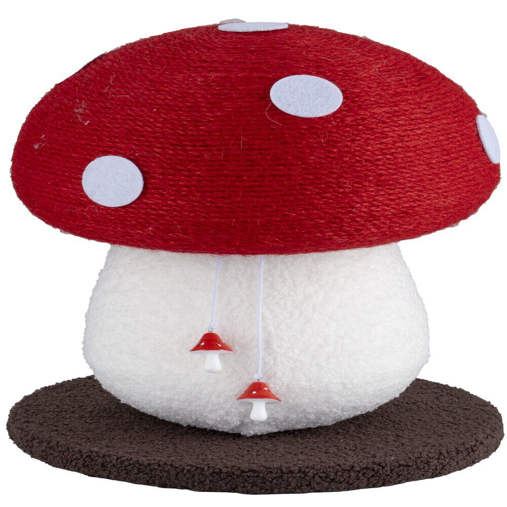 Griffoir pour chat forme champignon rouge et blanc Ø28xH34cm