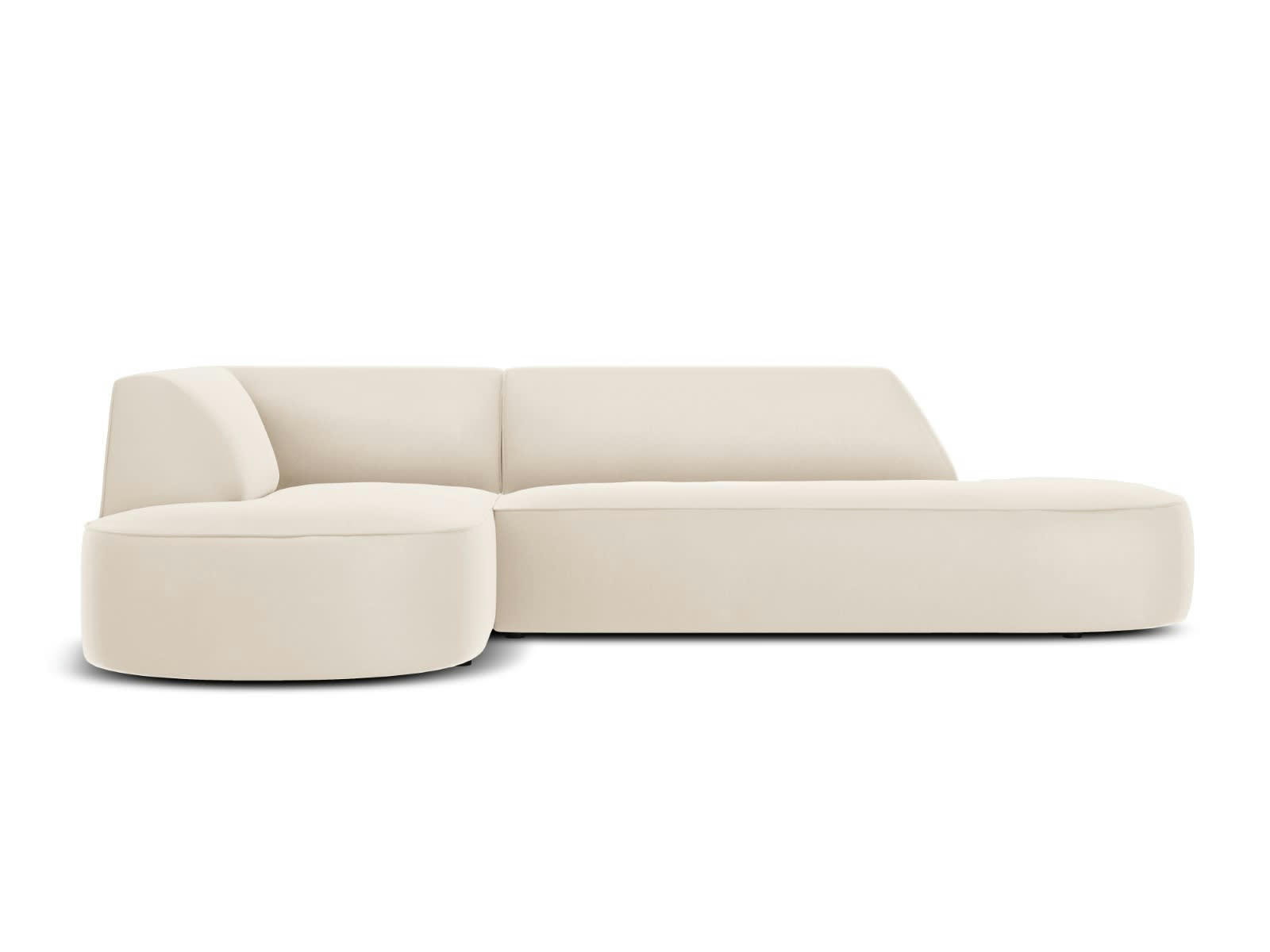 CHARLES - Canapé D'Angle Gauche 4 places en Velours Beige