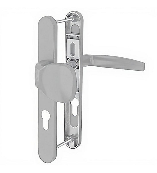 Paire de poignées étroite béquille et aileron aluminium Bricard Emetal 233 mm porte d'entrée a cylindre Couleur - Argent