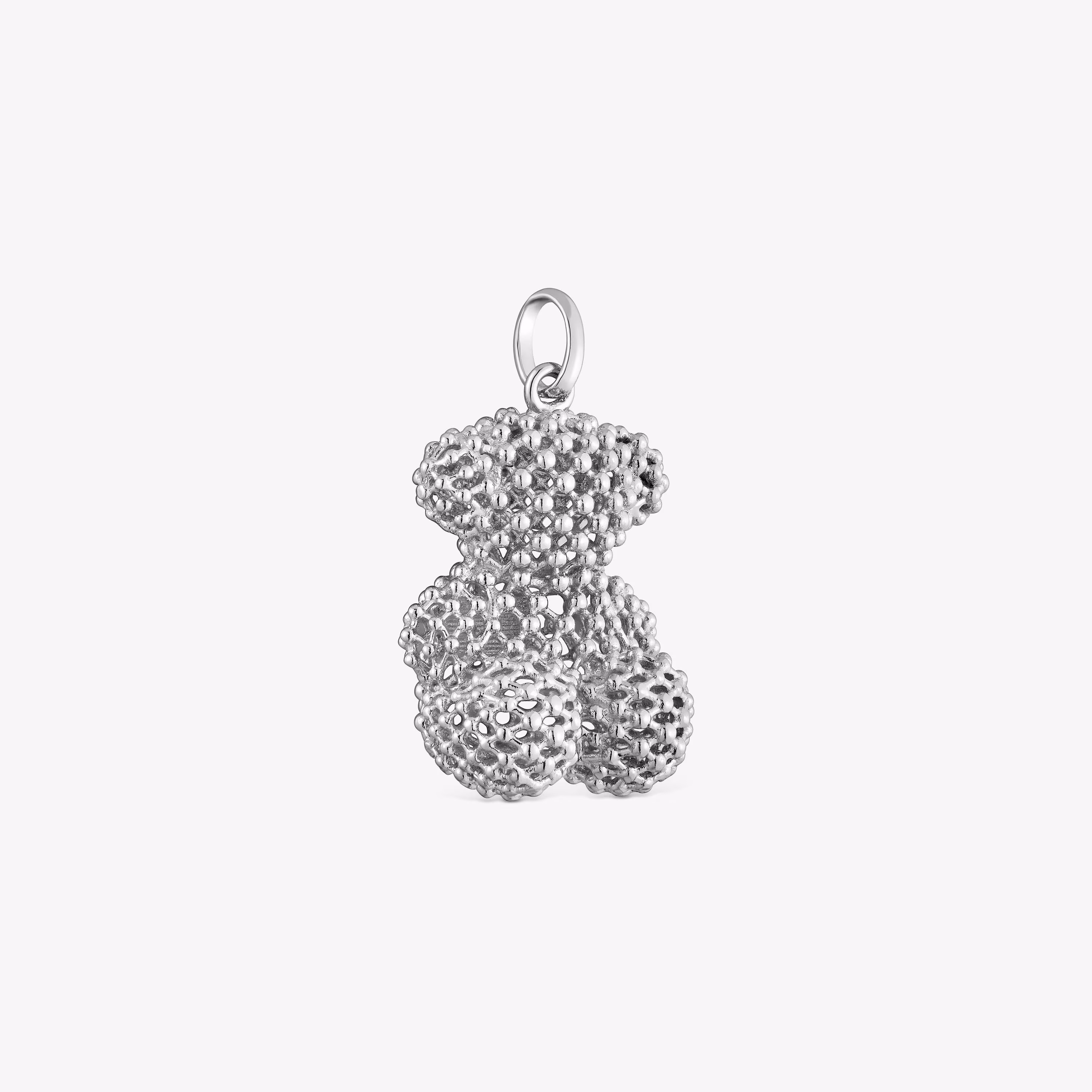 Colgante oso mediano texturizado de oro blanco Bold Bear