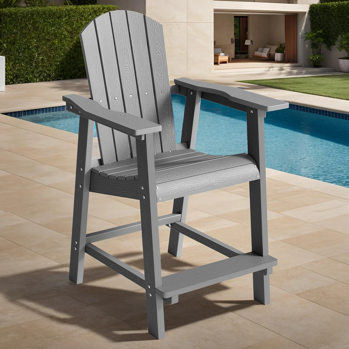 Moasis Outdoor HDPE Tall Adirondack Chair,Weather Resistant Poly Balcony Barstool