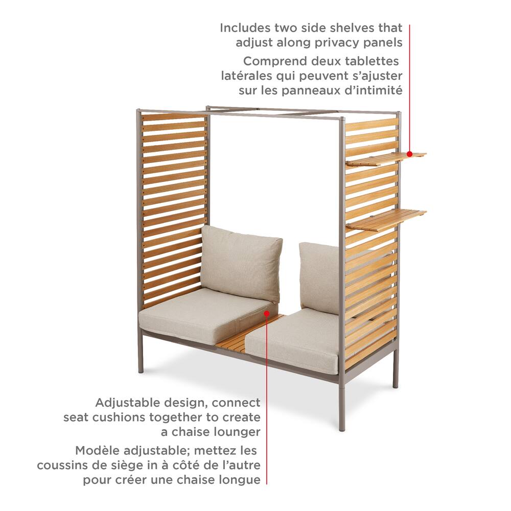 CANVAS Dixon Aluminium Frame Patio/Balcony Daybed with Privacy Panels