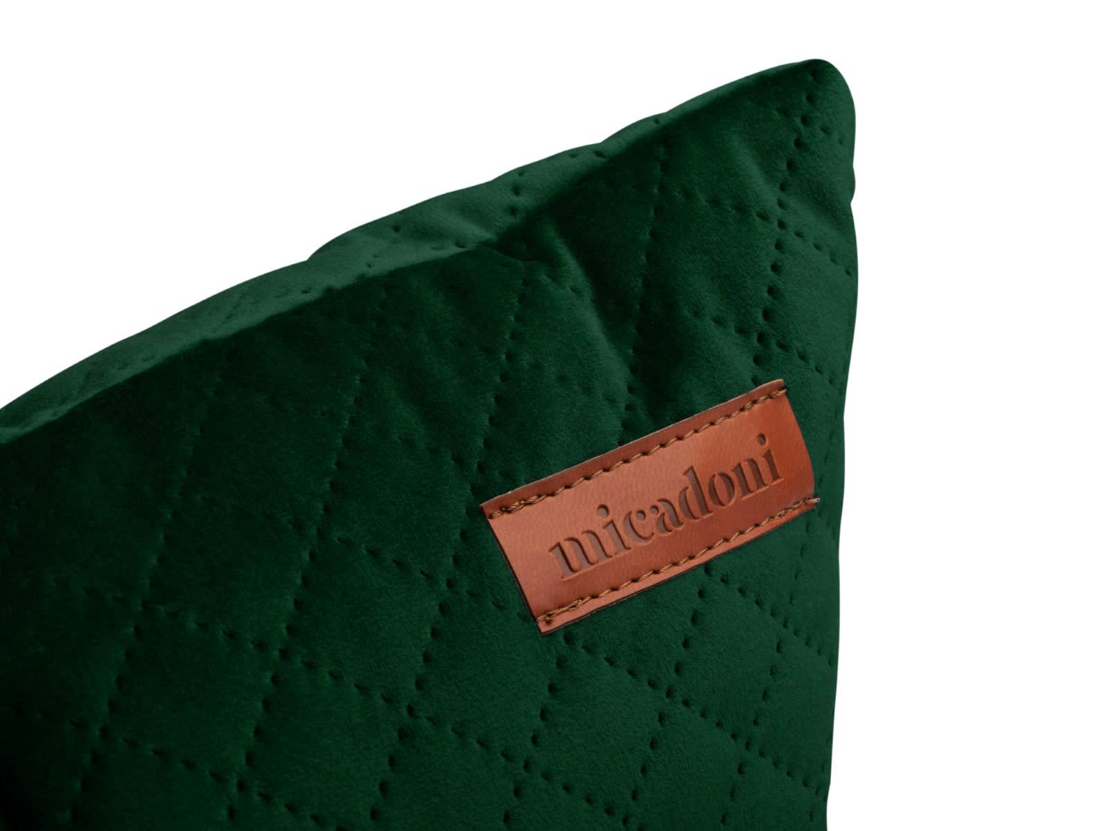 DONA - Coussin en tissu velours vert bouteille 36x36x16cm