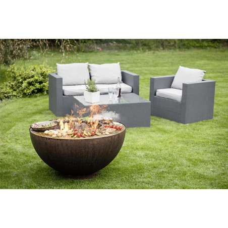 Brasero plancha Boule en Corten - Feu du Jardin