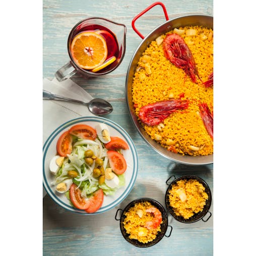 Garcima Carbon Steel Paella Pan with Red Handles 34cm