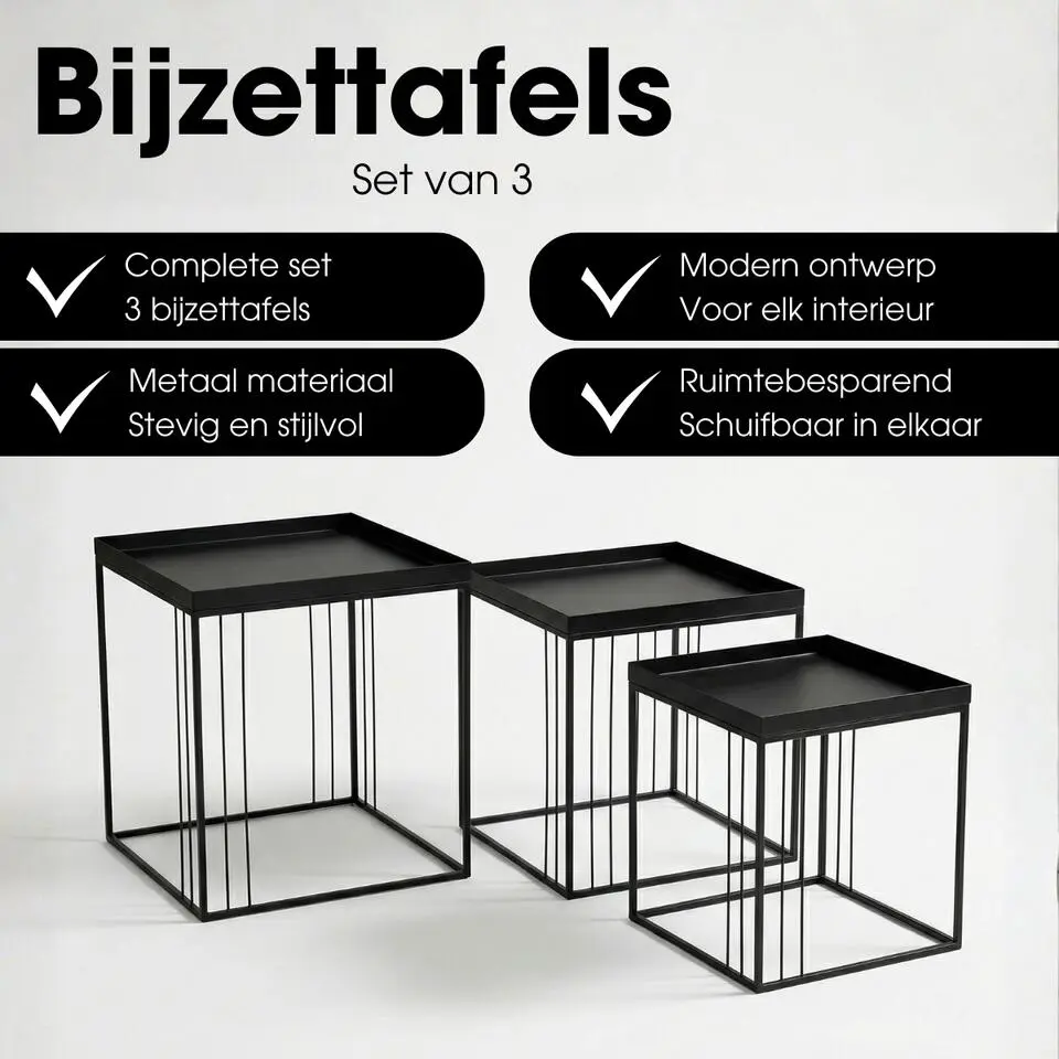 Mica Decorations Beth Bijzettafel �?Set van 3