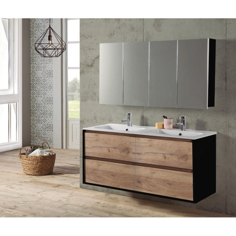 Ensemble de salle de bain Melanie chêne et noir 120 cm THYS