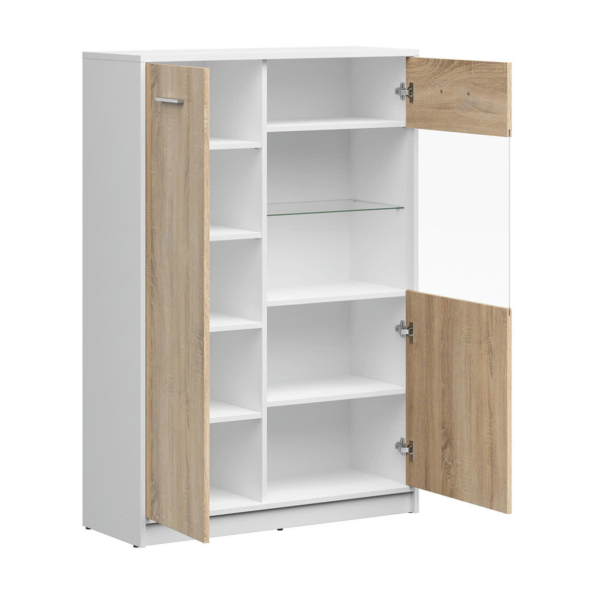 - Vaisselier 2 portes stratifiés naturel et blanc