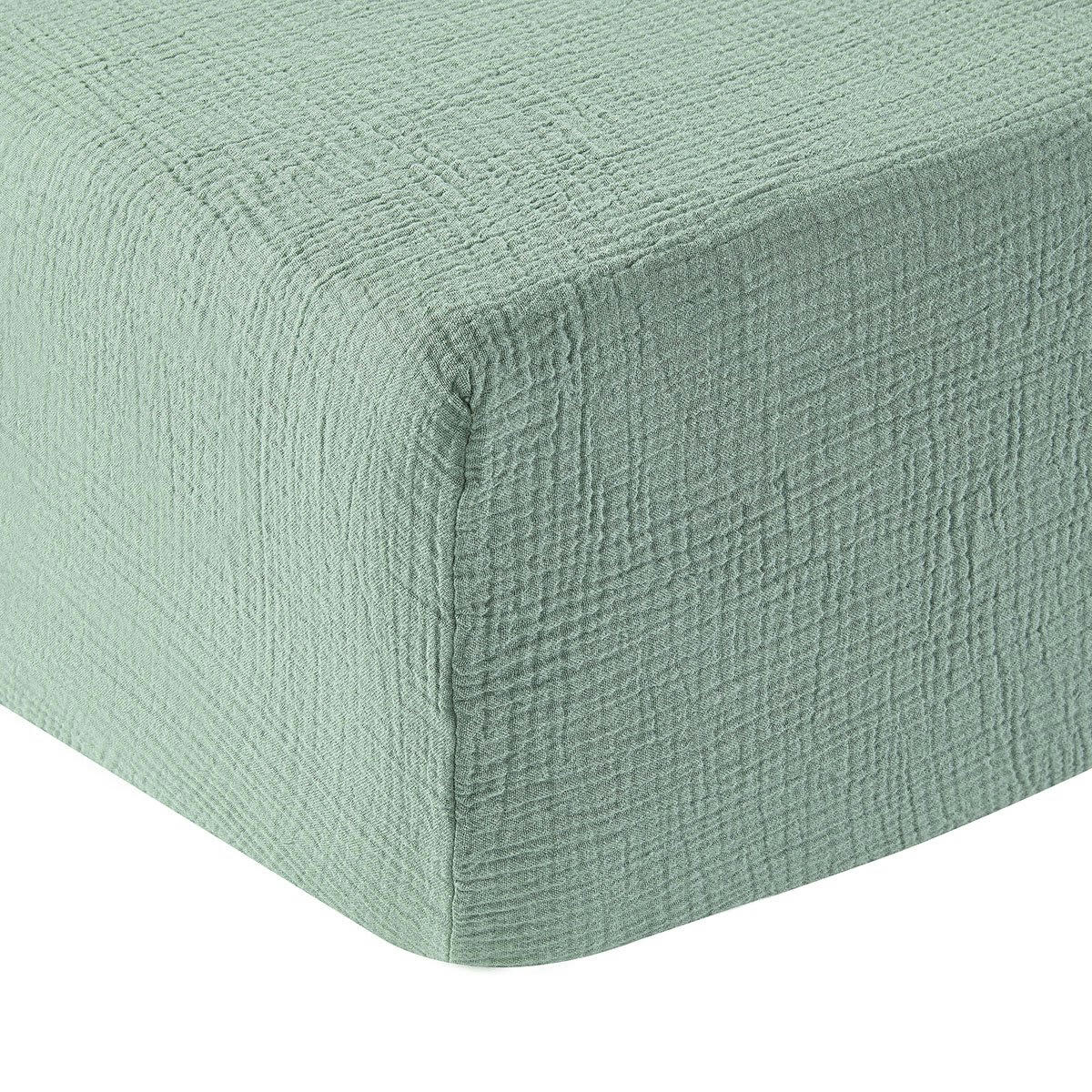 SOURCE - Drap housse gaze de coton celadon 160x200 cm