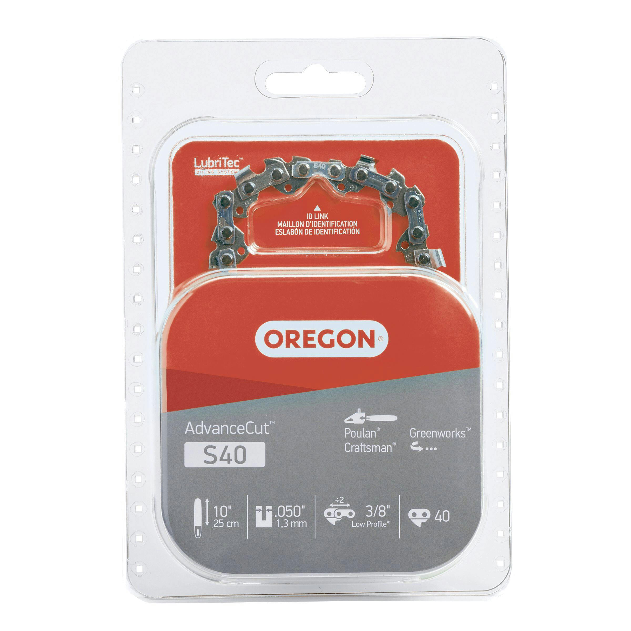 Oregon S40 Replacement Chainsaw Chain, Fits Various Brands & Models, 10-in