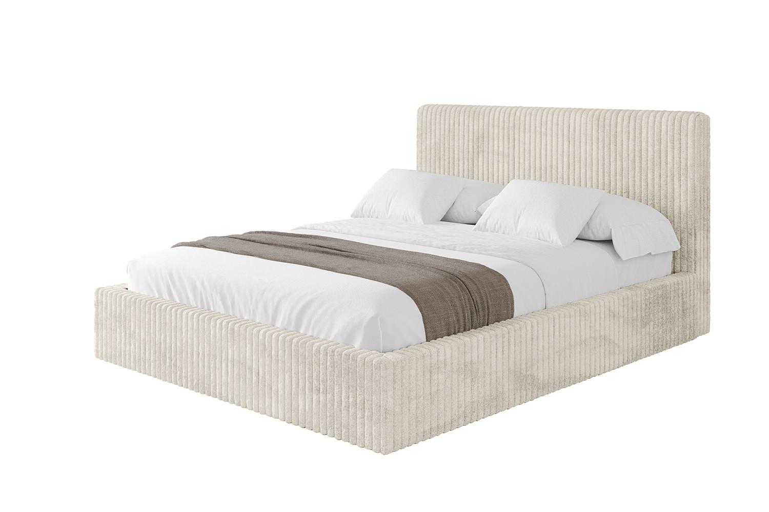 Łóżko tapicerowane z materacem   pojemnik ALOVA-V1 120x200 Beżowy